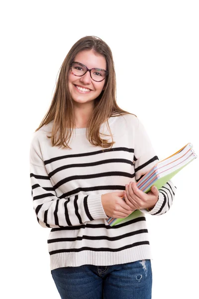 Gelukkig jonge vrouwelijke student — Stockfoto