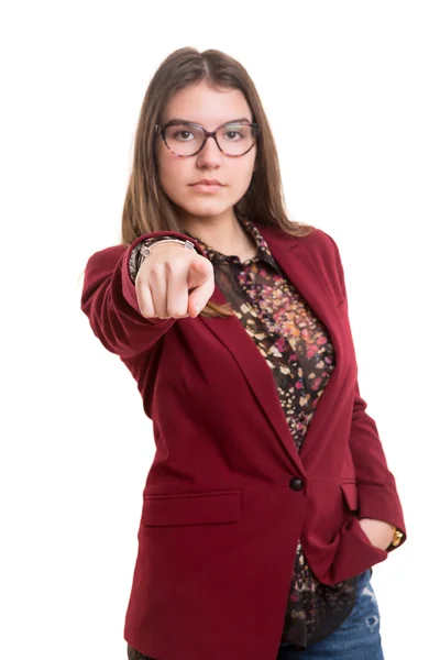 Mulher de negócios, apontando para você — Fotografia de Stock