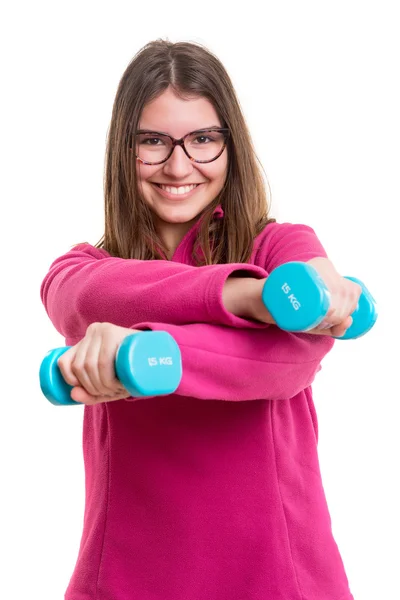 Bela jovem mulher exercitando — Fotografia de Stock