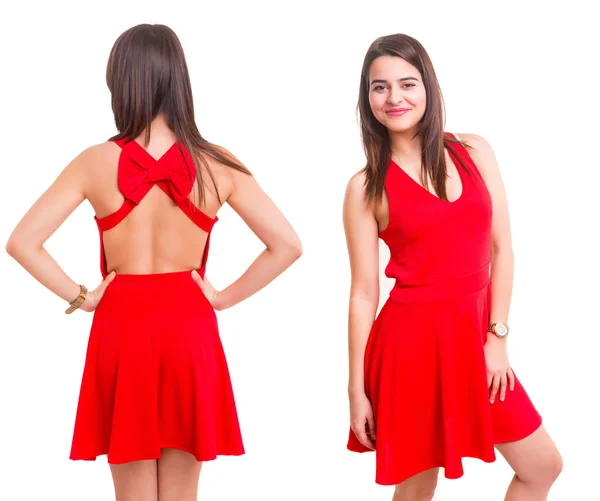 Giovane donna in abito rosso — Foto Stock