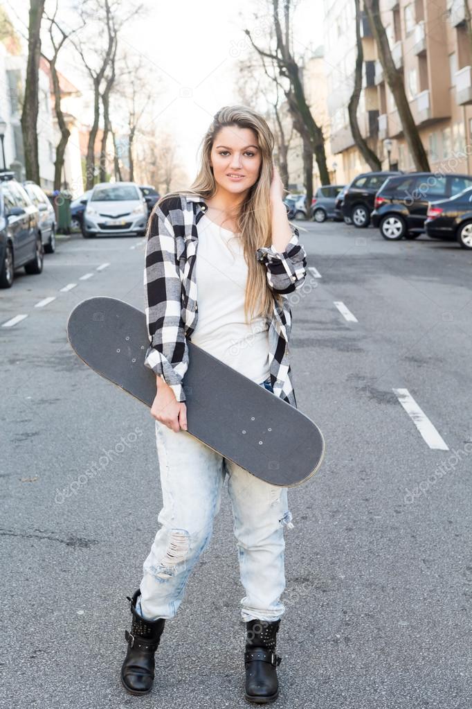 Beautiful female Skateboarder