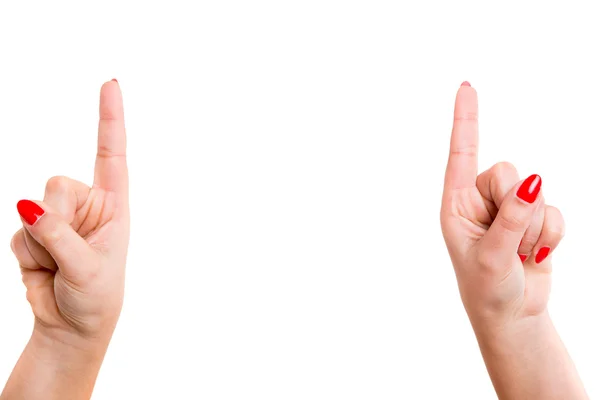 Hands pointing  upwards — Stock Photo, Image