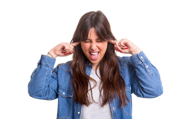 Vrouw vragen om stilte — Stockfoto