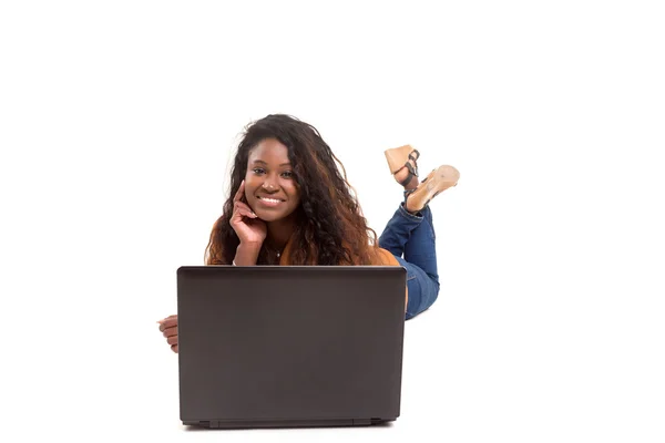 Student working with her laptop — Stock Photo, Image