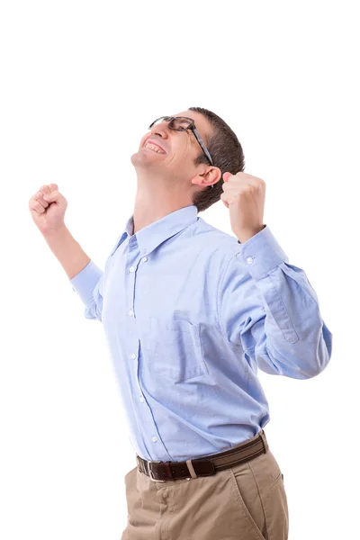 Happy young man celebrating Stock Image