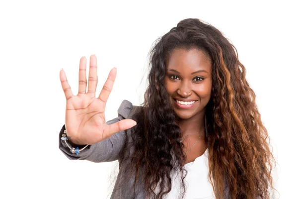 Woman making stop sign — Stock Photo, Image