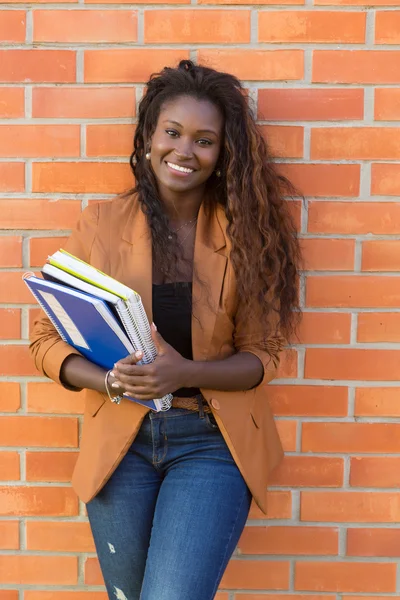 Happy female student  university campus — Stock Photo, Image