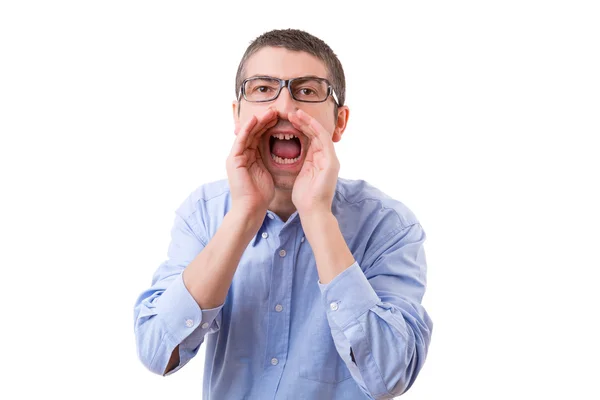 Homem de negócios gritando com você — Fotografia de Stock