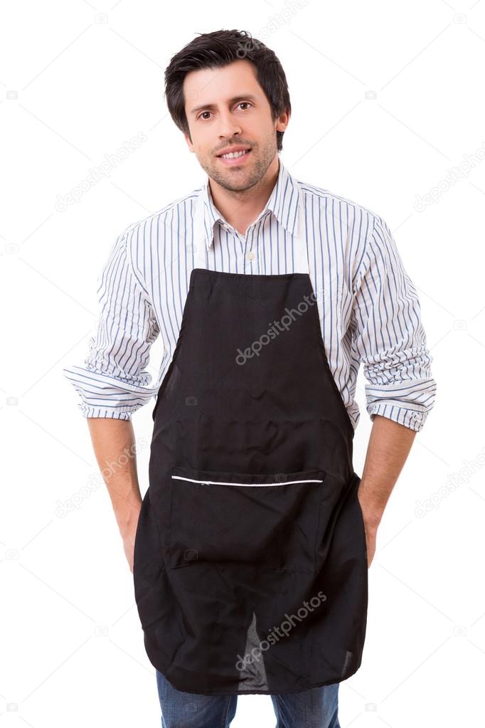 handsome young man with apron