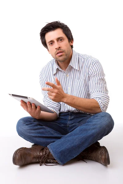 Man with tablet computer — Stock Photo, Image