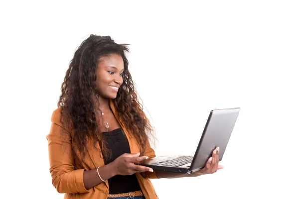 Africana estudiante con portátil —  Fotos de Stock