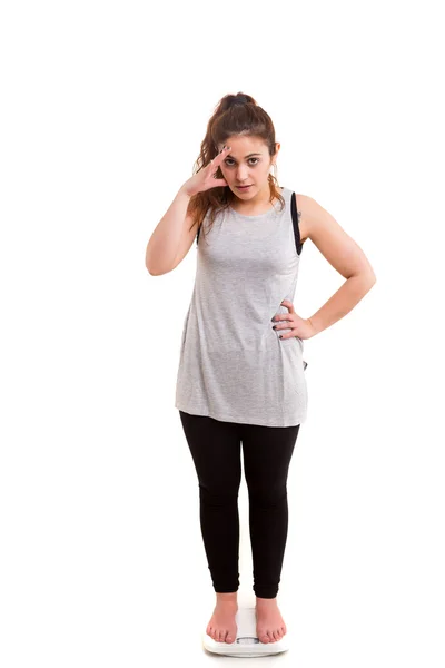 Vrouw zeer bezorgd over gewicht — Stockfoto
