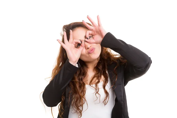 Woman making a silly expression — Stock Photo, Image