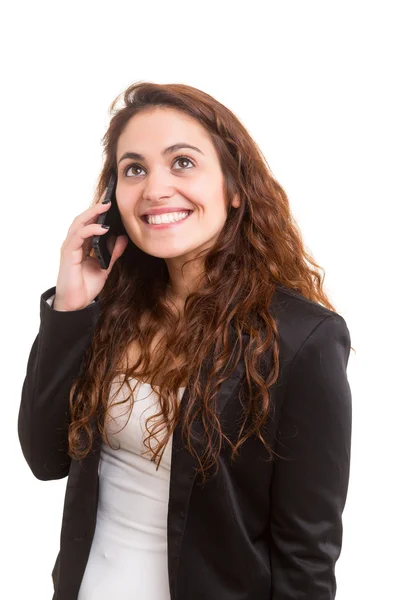 Jovem mulher bonita ao telefone — Fotografia de Stock