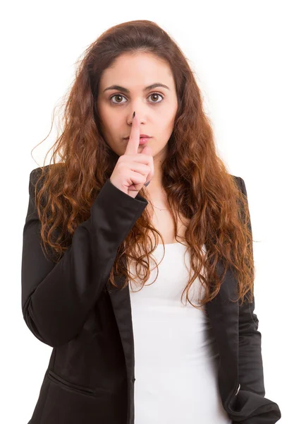 Woman asking for silence — Stock Photo, Image