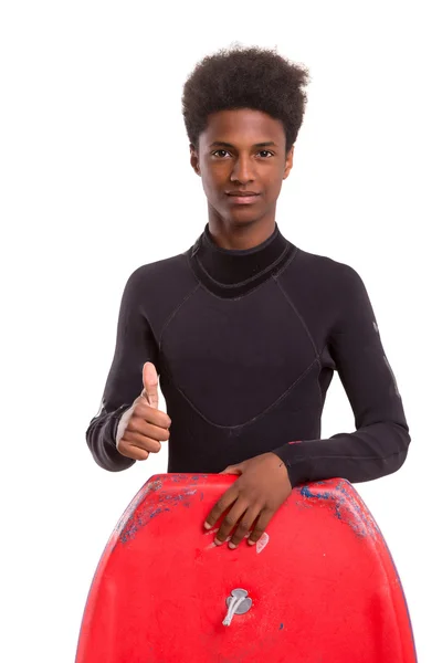 Young african man bodyboarder — Stock Photo, Image