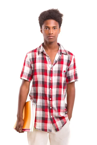 Африканский студент держит книги в руках — стоковое фото