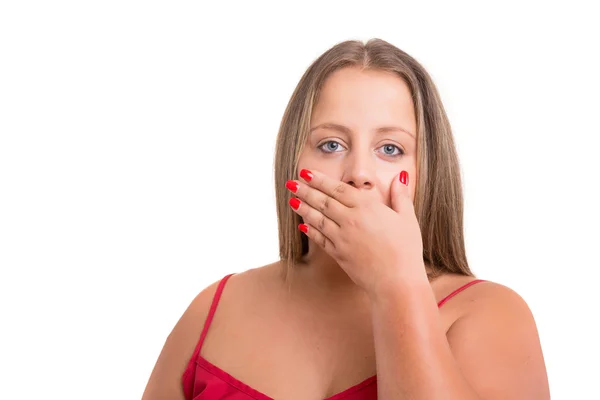 Mujer feliz con sobrepeso — Foto de Stock