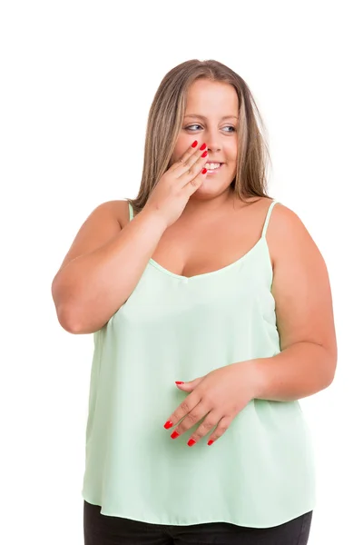 Overweights ile mutlu kadın — Stok fotoğraf