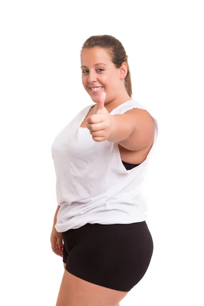 Mujer grande haciendo ejercicio — Foto de Stock