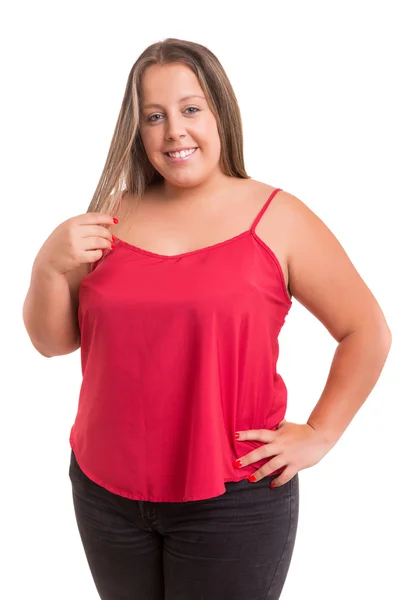 Mujer feliz con sobrepeso —  Fotos de Stock