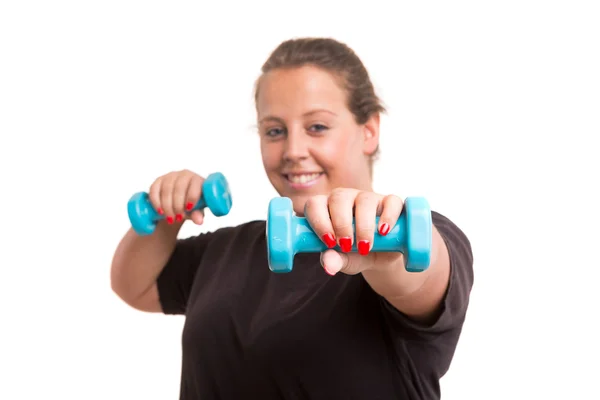 Mujer grande haciendo ejercicio — Foto de Stock