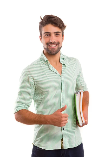 Happy student - studio shot — Stock Photo, Image