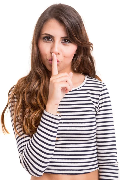 Woman asking for silence — Stock Photo, Image