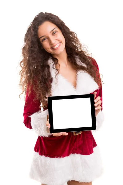 Woman in Christmas costume — Stock Photo, Image