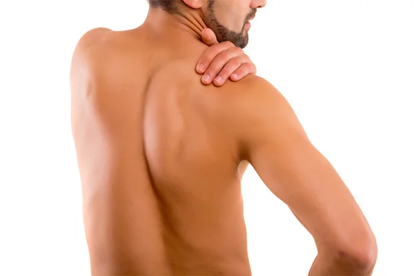 Man holding shoulder — Stock Photo, Image