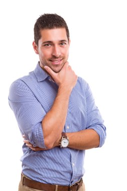 çene altında el ile adam