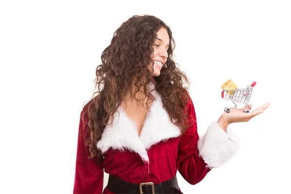Женщина в рождественском костюме — стоковое фото