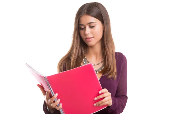 Student standing with notebooks — Stock Photo, Image