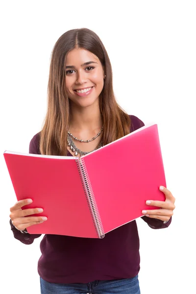 Estudante de pé com cadernos — Fotografia de Stock