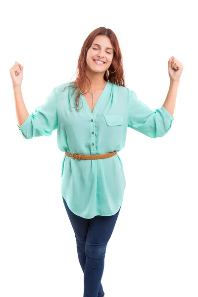 Woman with raised arms — Stock Photo, Image