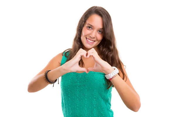 Woman making a heart shape — Stock Photo, Image