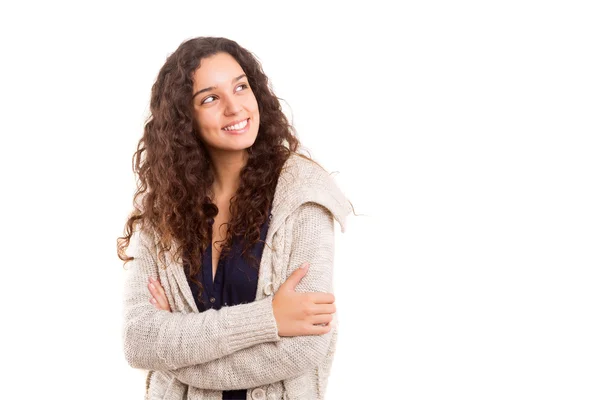 Vrouw denken over een geweldig idee — Stockfoto