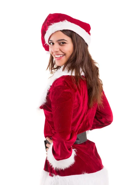 Жінка одягнена в різдвяний костюм — стокове фото
