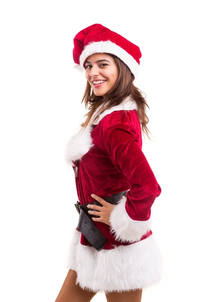 Femme habillée en costume de Noël — Photo