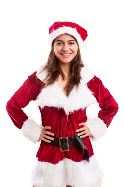 Mulher vestida com traje de Natal — Fotografia de Stock