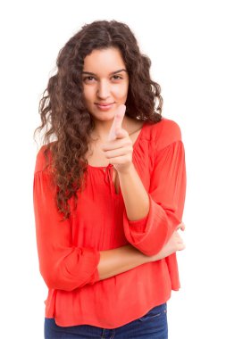 Genç kadın Tamam sinyal