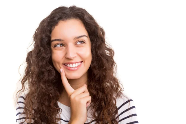 Mujer joven teniendo una gran idea — Foto de Stock