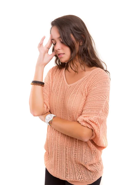 Frau leidet unter Kopfschmerzen — Stockfoto