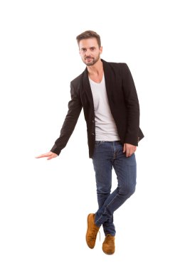 Genç adam senin ürün sunma