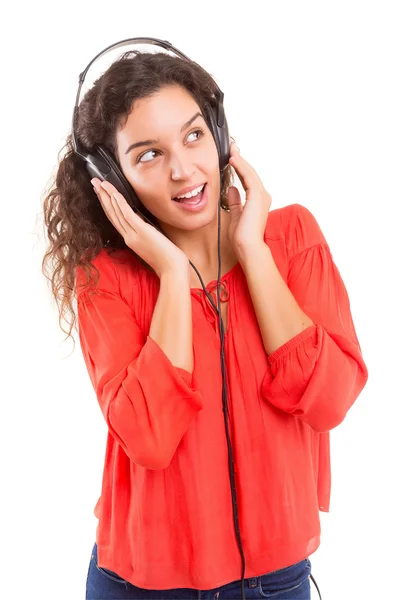 Mulher ouvindo música — Fotografia de Stock