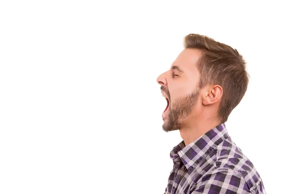Homem gritando com alguém — Fotografia de Stock