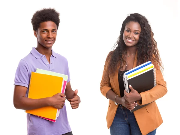Young african students posing with books — Stock Photo, Image