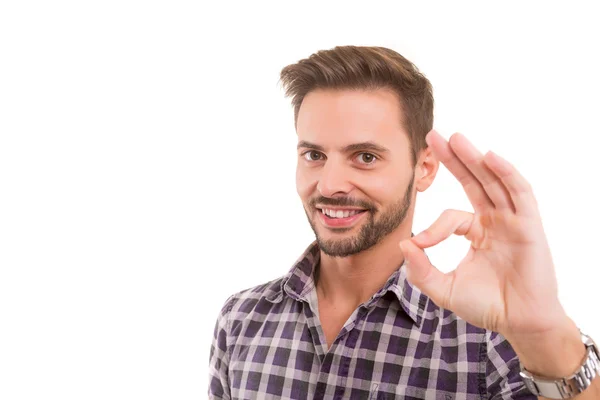 Stilig man gestikulerande ok tecken — Stockfoto