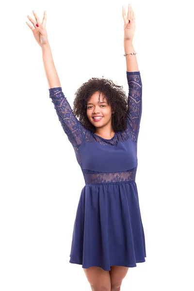 African woman with raised arms — Stock Photo, Image