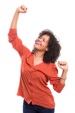 Afrikalı kadın kaldırdı kollarını